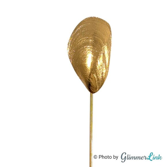 Vintage Crown Trifari Mussel Shell Gold Tone Stick Pin - Picture 1 of 11